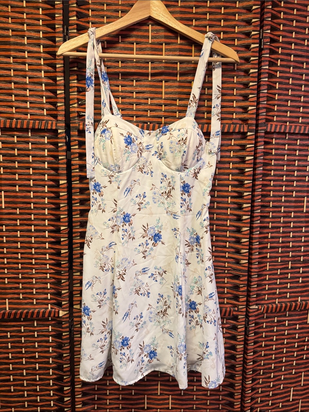 Floral Dress in Cream and Blue
